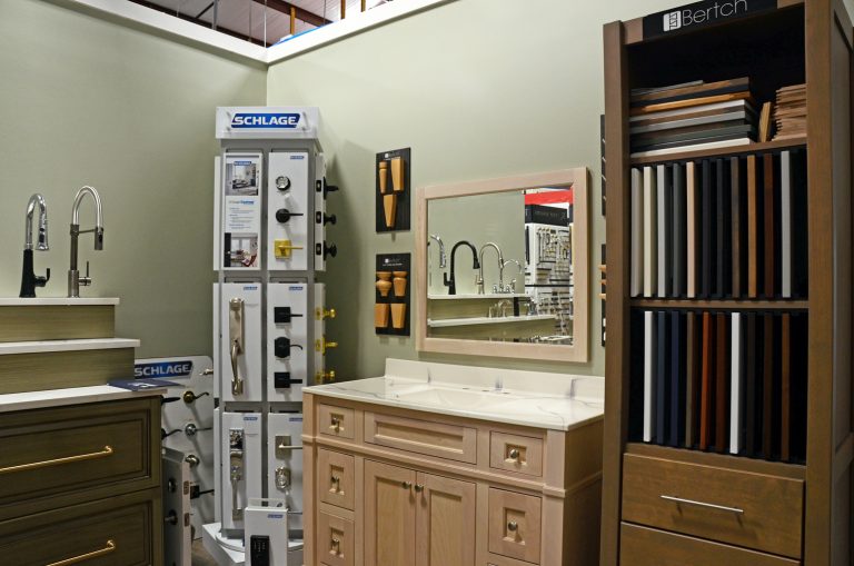 Bathroom vanity display at the Guthrie Kitchen & Bath Plus showroom