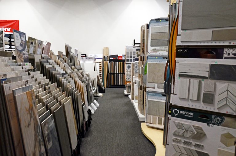 Flooring samples at the Guthrie Kitchen & Bath Plus showroom