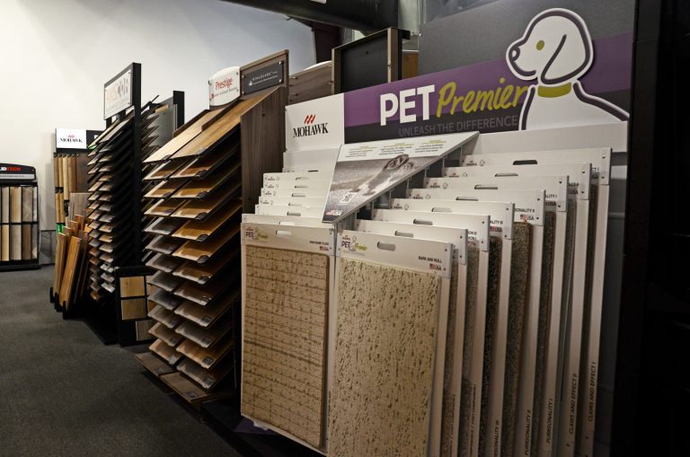 Flooring samples at the Guthrie Kitchen & Bath Plus showroom
