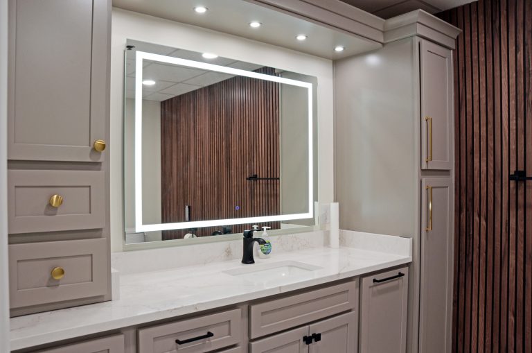 Bathroom vanity display at the Guthrie Kitchen & Bath Plus showroom