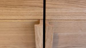 Contemporary Style Bath Design image by Guthrie Kitchen & Bath Plus New shaker cabinet door held against an existing kitchen cabinet run to compare finish