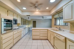Contemporary Style Bath Design image by Guthrie Kitchen & Bath Plus Dated kitchen with a boxed soffit above the wall cabinets and an HVAC register set into the soffit face