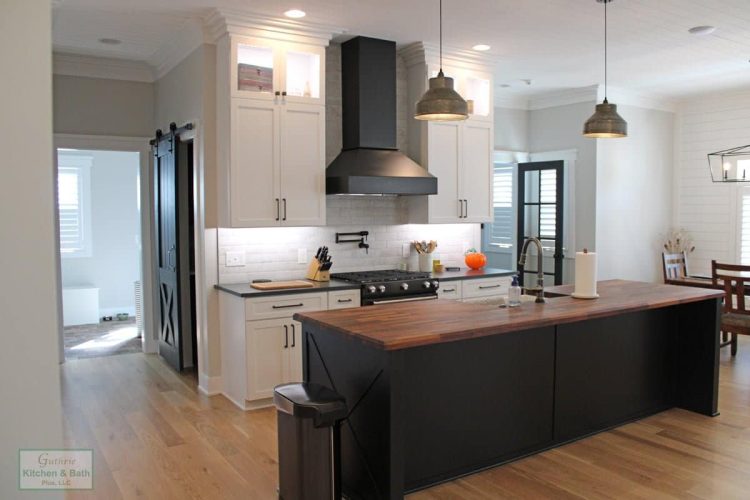 kitchen with large chimney hood