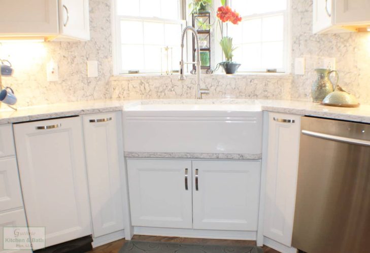 white farmhouse sink